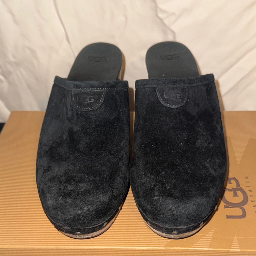 UGG Women’s Black Suede Slip-On Clogs